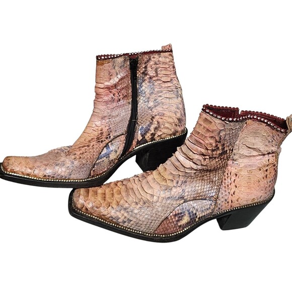 Gianni Barbato Python Ankle Boots Vintage Size EU 38 Made in Italy - Picture 1 of 9